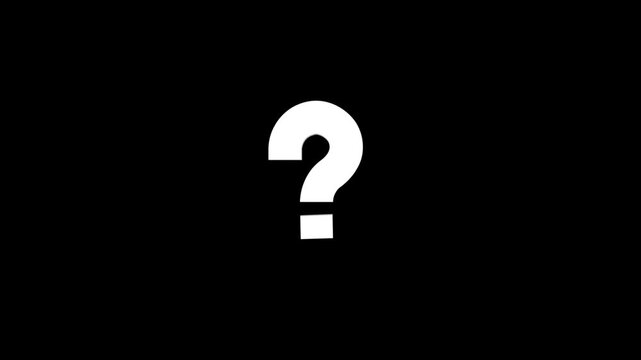 White question mark symbol, hand drawn white chalk question marks 3d animation on black background. question animation pop up question mark flat, representing curiosity confusion uncertainty. 4k video
