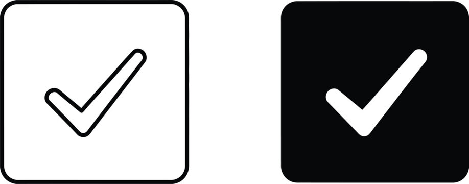 Checkmark icon on white and black square backgrounds