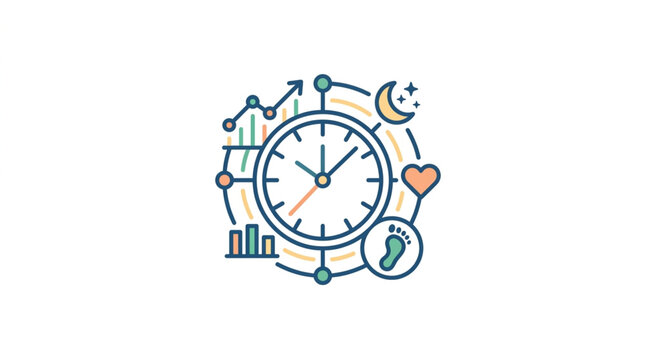Time management and productivity concept with icons.
