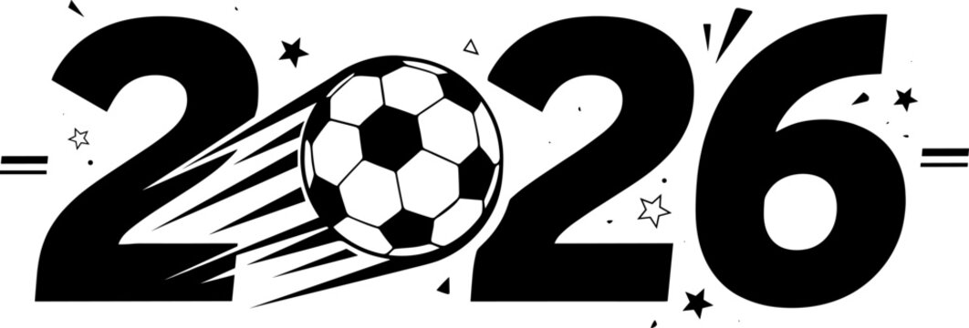 2026 fifa world cup announcement soccer ball with year graphic for sports events and marketing