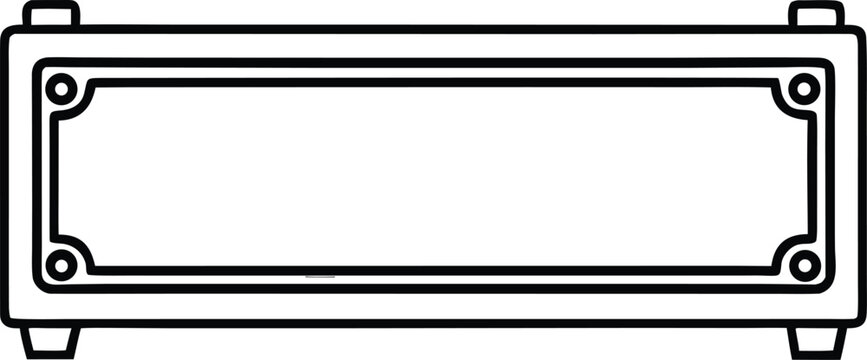 Horizontal blank plaque with rounded corners and metal rivets.