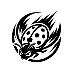 Stylized flying ladybug insect mascot logo design. © juweni