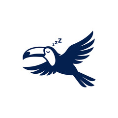 Sleeping toucan bird flying with closed eyes icon. © juweni