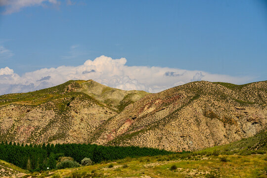 Bentonite hills in the Granada Geopark with eroded landforms in the Fardes River Valley