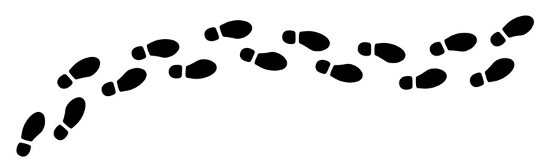 Human shoe print trail on transparent background, walking footsteps path silhouette, footprint track route – vector and PNG © Richardson