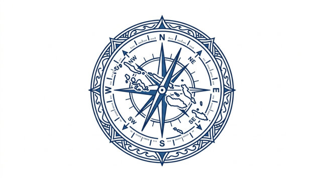 Vintage Compass Rose Nautical Navigation Tool.