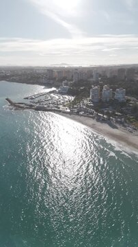 Vertical Drone View of La Glea Beach, Orihuela Costa, Spain