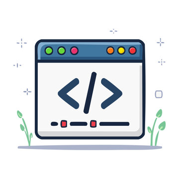 Flat design illustration of a code window