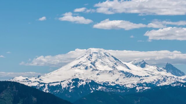 Time Lapse of Majestic Snow-Capped Mountain in British Columbia's Fraser Valley