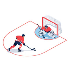 Obraz premium Ice Hockey Player Shooting Puck Goal.