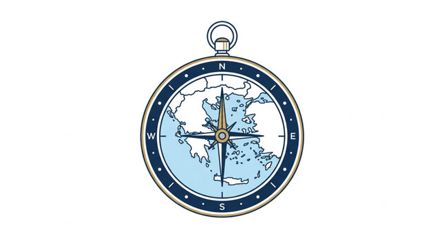 Vintage Compass with World Map Face.