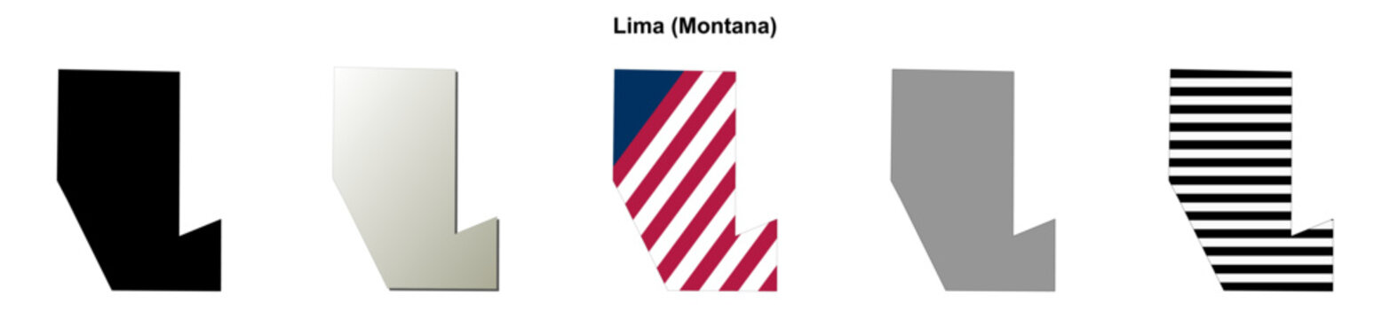 Lima (Montana) blank outline map set