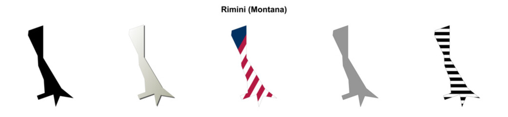 Obraz premium Rimini (Montana) blank outline map set