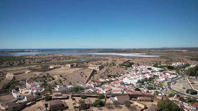 Aerial View City of Castro Marim. Algarve, Portugal