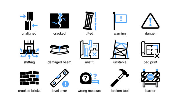 Structural hazard icons showing damage and safety warnings grid
