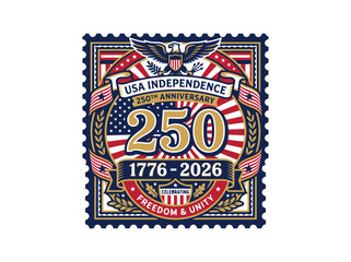 Obraz premium Usa independence 250th anniversary 17762026 celebration emblem editable vector file isolated on transparent background