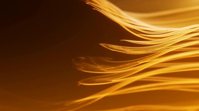 Abstract elegant golden light trails flowing smoothly