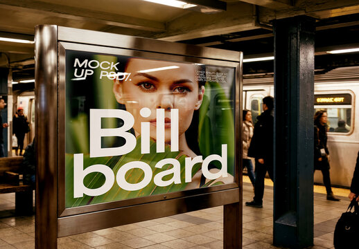 Wide Subway Station Panoramic Billboard Mockup