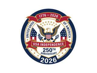 Fototapeta premium Usa independence 250th anniversary 17762026 emblem editable vector file isolated on transparent background