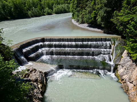 germany, grand lechfall waterfall panorama showcasing vibrant forest cascading waters and unforgettable alpine surroundings