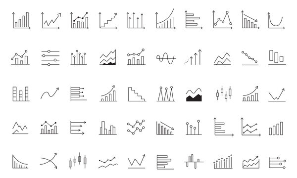 Line growth and decrease icon set. growth up and down. Profit and loss icon. Revenue Growth and decrease, Percentage Growth and decrease vector illustration.