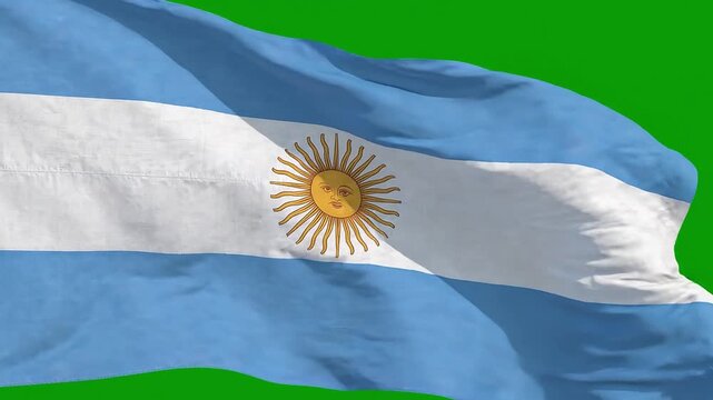 Waving flag of argentina against a green screen background
