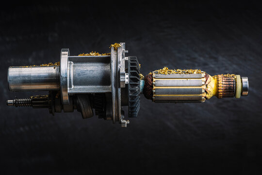 Conceptual futuristic expedition aircraft inspired by the structure of an electric motor commutator, designed for exploration and extraction of new natural resource