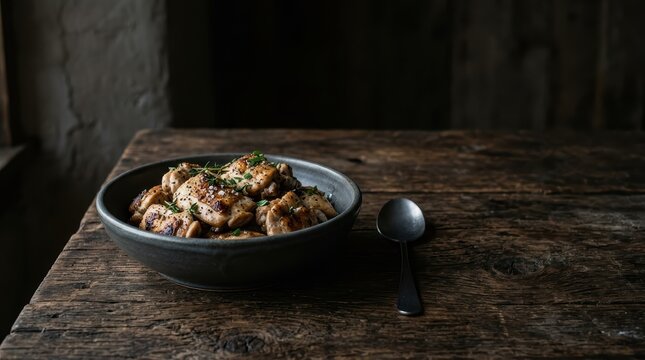 Fresh Raw Chicken Pieces Arranged On A Rustic Wooden Table, Ready For Culinary Preparation And Cooking