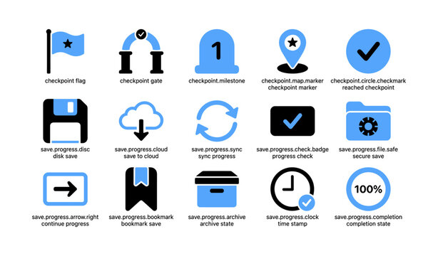 Save and checkpoint icons showing progress and file controls