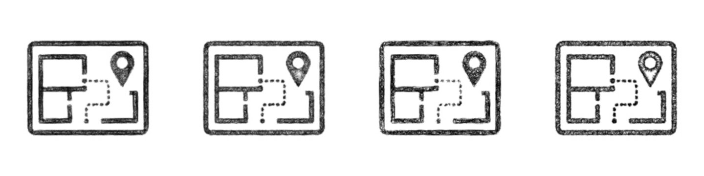 Monochrome sketch event map icon design set