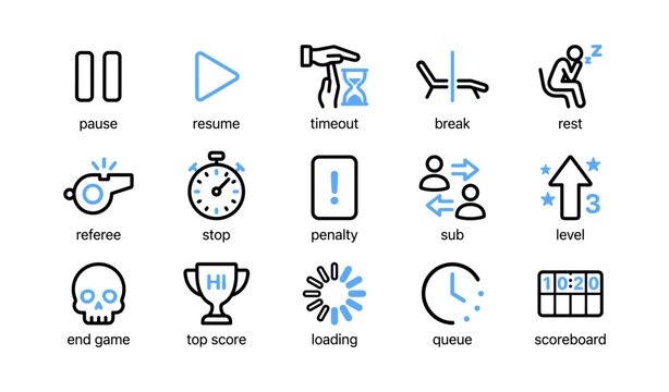 Game control icons grid showing controls and status indicators