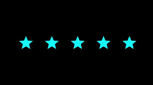 Five stars rating icon customer satisfaction icon concept Special with rating star icon 5 star top rating,  5 stars rating the quality of product and service. 4k video animation