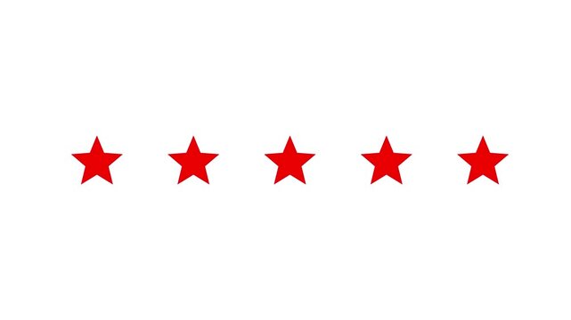 Five stars rating icon customer satisfaction icon concept Special with rating star icon 5 star top rating,  5 stars rating the quality of product and service. 4k video animation
