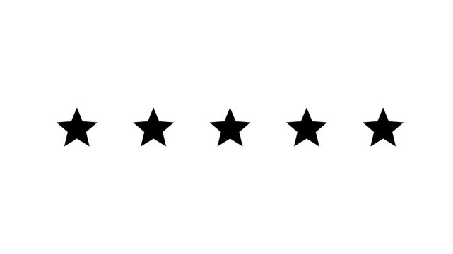 Five stars rating icon customer satisfaction icon concept Special with rating star icon 5 star top rating,  5 stars rating the quality of product and service. 4k video animation