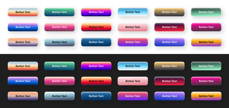Set of button UI elements in different gradient color styles ready to use inside UI and graphic design projects.