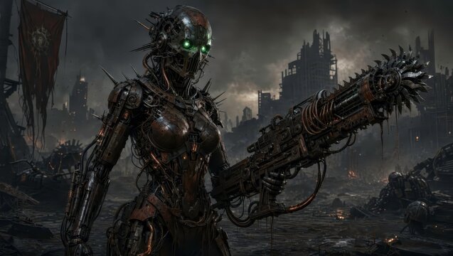 Mechanical woman robot horror