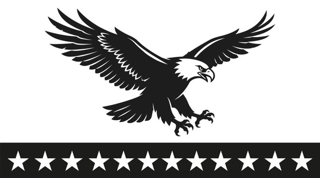 Adobe illutetor of american bald eagle swooping with stars vector illustration