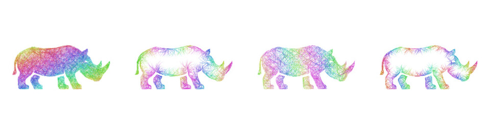 Multicolor sketch rhino icon design set © David Zydd