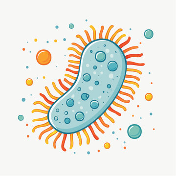 Cartoon illustration of a bacterium with flagella