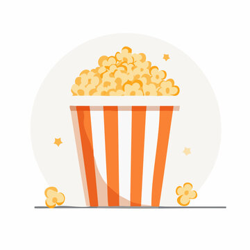 Bo&icirc;te de popcorn d&eacute;bordante en style illustr&eacute; sur fond clair