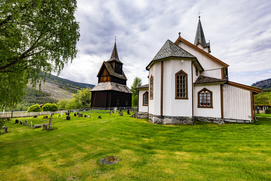 Traditional wooden Norwegian church (Torpo Kirke)