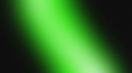 Fototapeta premium Green diagonal gradient on black background with abstract grain noise texture banner, light and shadow from window.
