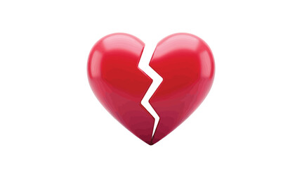 Fototapeta premium A glossy red broken heart vector illustration featuring a smooth surface with sharp jagged edges