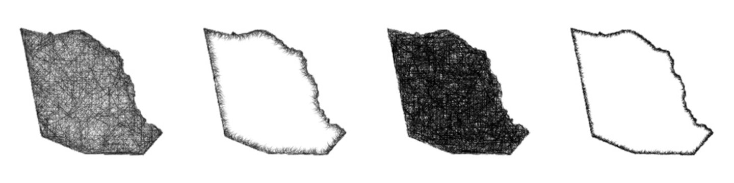 Sketch black and white Evans County (Georgia) outline map design set