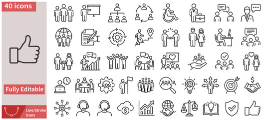 Naklejka premium Set Of 40 Editable Line Icons For Business And Communication Concepts