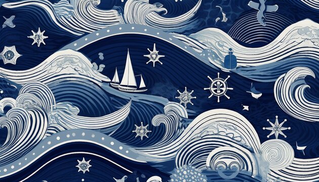 seamless navy and white nautical patterns