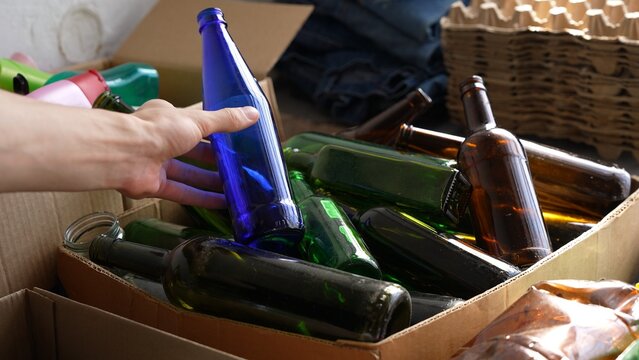 Glass Bottles Waste Recycling. Waste Management