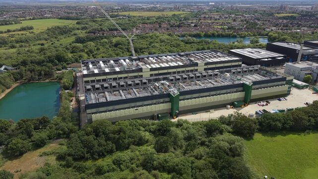 Aerial Perspective of a Sprawling Data Center Complex