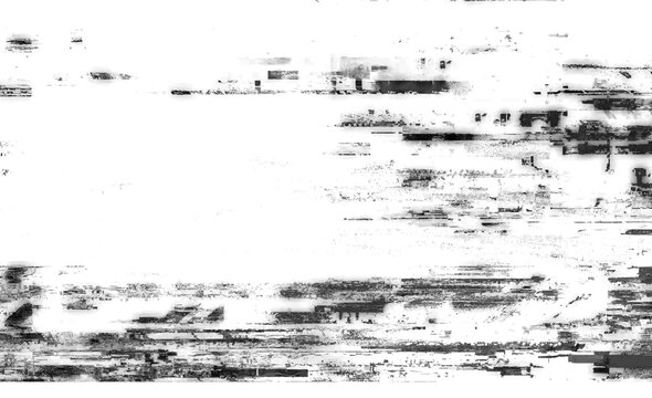 Abstract digital glitch effect with black and white static interference