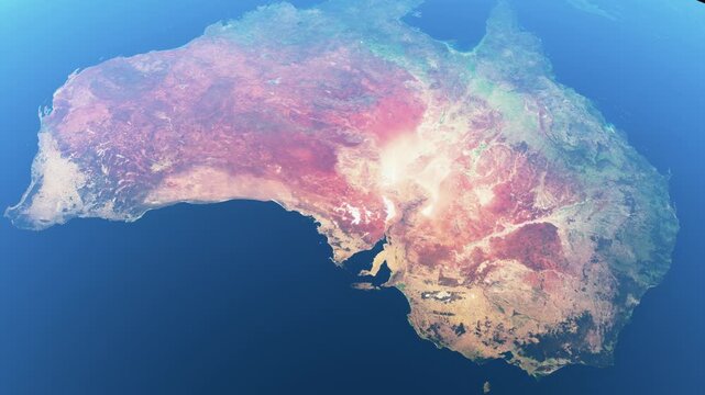 South Australia from Space low orbit view with slow planet rotation